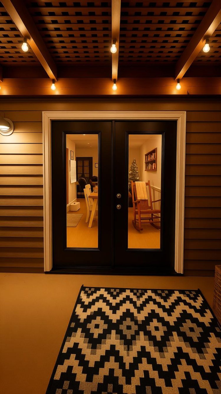 Sliding glass patio door opening to a backyard